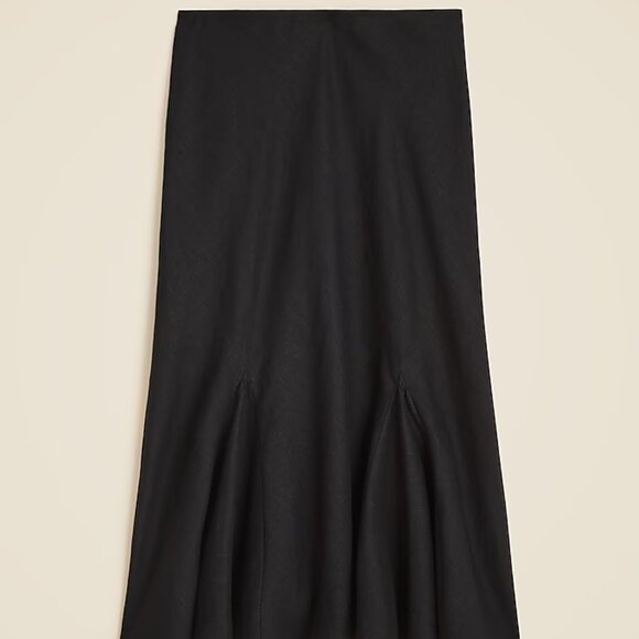 J Crew Tall Gwyneth flounce-hem slip skirt in linen Womens TS Black - Picture 1 of 5